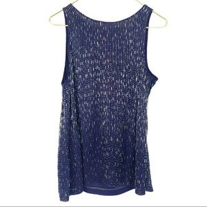 Renzo + Kai Glass Beaded Tank Navy Silver Crystal
